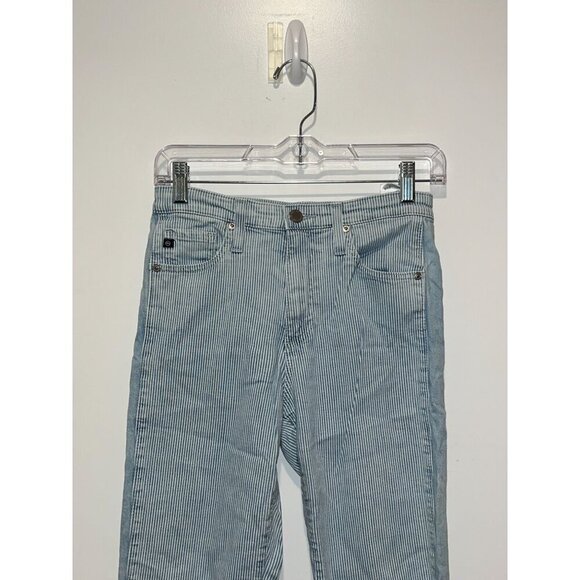 AG Adriano Goldschmied Blue/White Striped Straight Leg Jeans Women's Size 26R - Picture 2 of 10